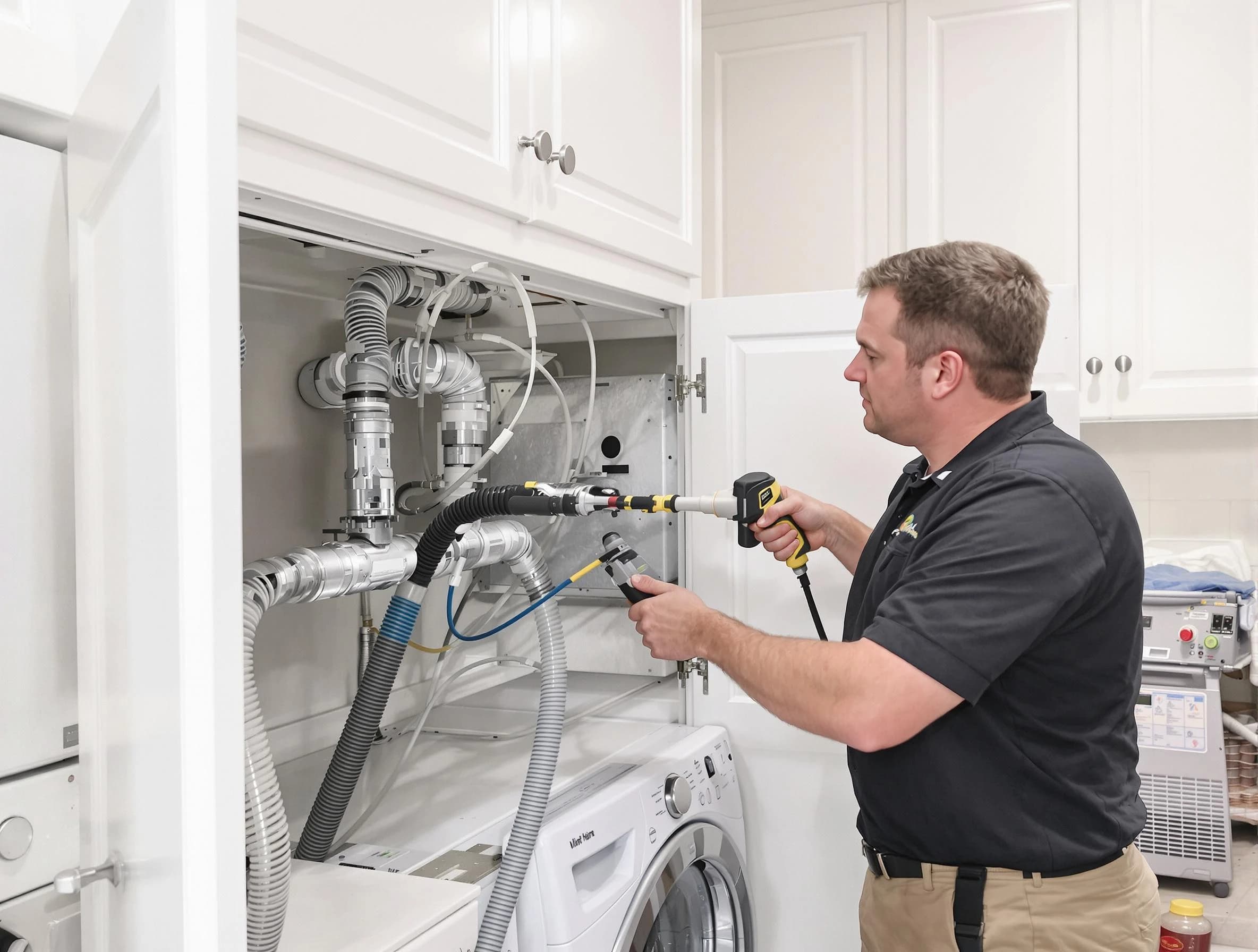 Lakeside Dryer Vent Cleaning professional removing severe blockage from a clogged dryer vent in Lakeside